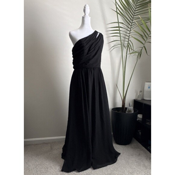 Dresses & Skirts - Alfred Angelo Black Chiffon One Shoulder Bridesmaid Dress Size 12 Regular